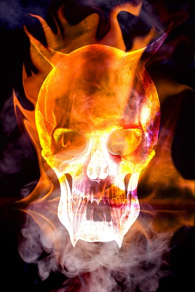 Ardente crânio portador de desgraça — Fotografia de Stock