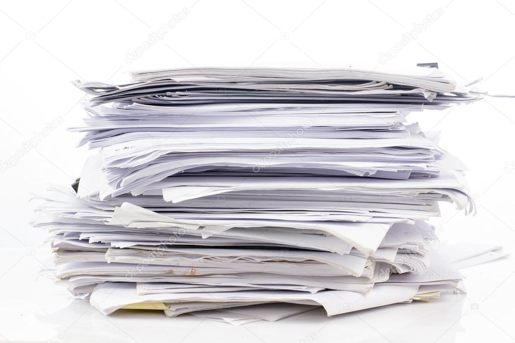 Piled up office work papers