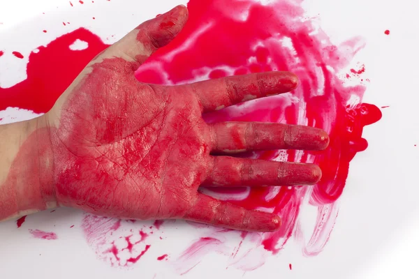 Halloween concept : bleeding hand on the white background — Stock Photo, Image