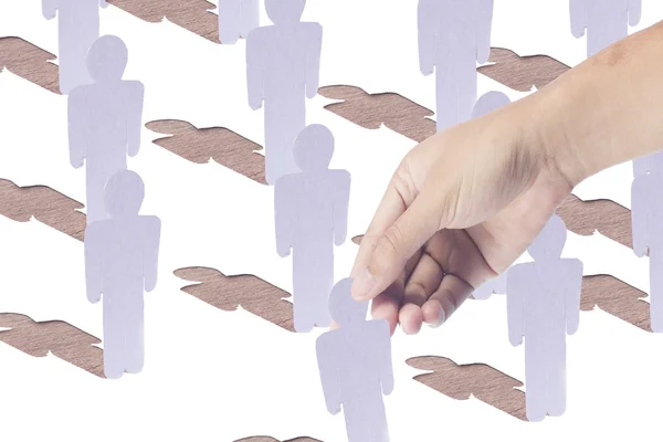 Social-Network-Konzept: Nahaufnahme von Menschen aus Papier geschnitten auf Stockbild