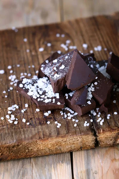 Chocolate Sea Salt Salted Dark Chocolate — Stock Photo, Image