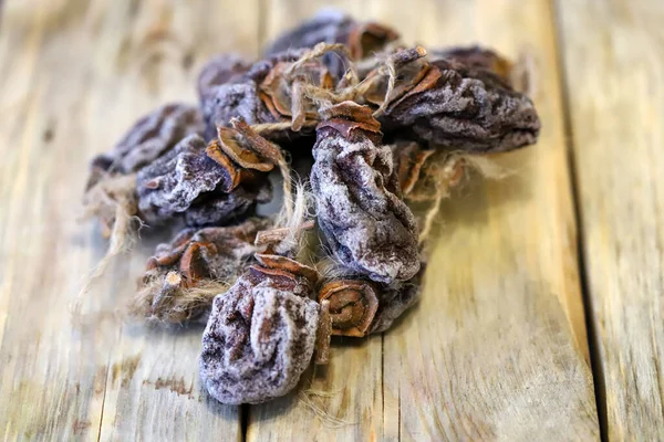 Dried Persimmon Wooden Surface Close — Fotografia de Stock