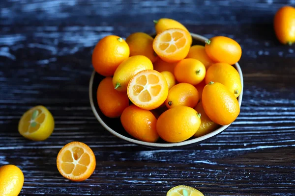 Makró Kumquat Egy Felületen Egzotikus Citrusfélék — Stock Fotó