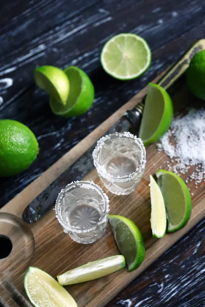 Glasses Tequila Salt Lime White Tequila — Stock Photo, Image