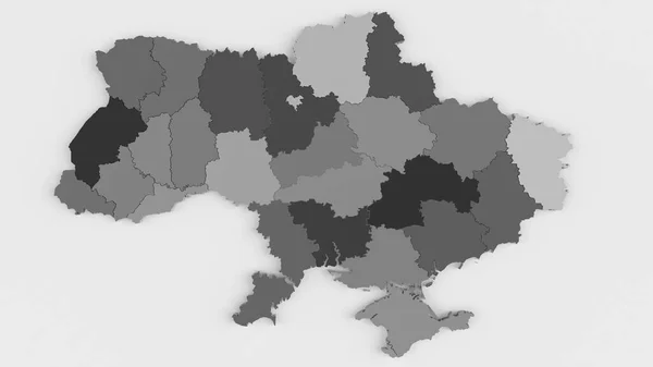 Ukraina Karta med alla Oblaste - mycket detaljerad - 3D-Rendering — Stockfoto