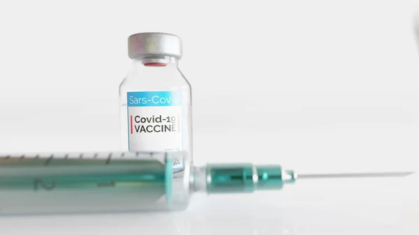 Коронавирусная Вакцина Covid Белом Фоне Рендеринг — стоковое фото