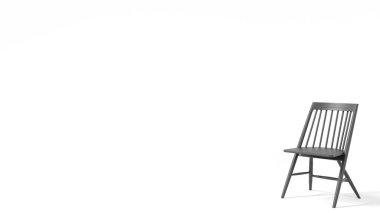 Beyaz bir odada 3 boyutlu bir sandalye.