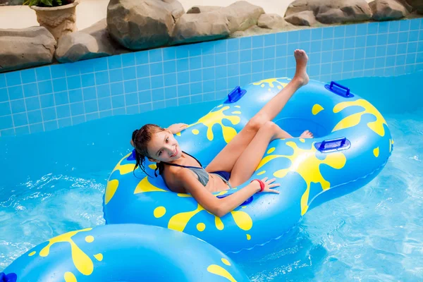 Girl in on double  inflatable ring