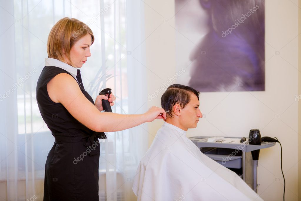 Men S Haircut At The Beauty Salon Stock Photo C Hannanes 50711049