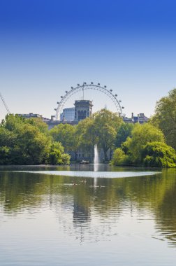 St james park, Londra göle yansıyan london eye