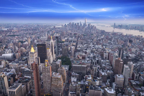 Вид на Манхэттен на закате — стоковое фото