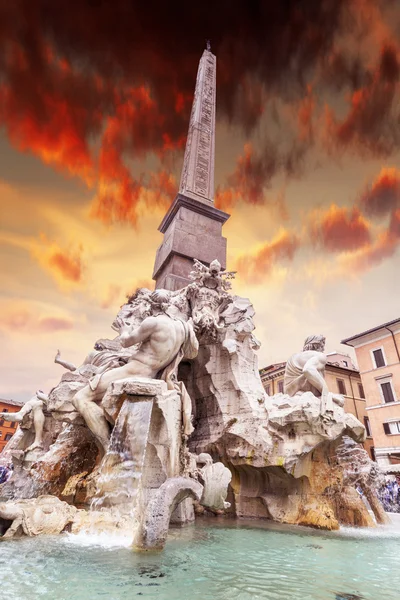 Fontanna czterech rzek, Rzym — Zdjęcie stockowe
