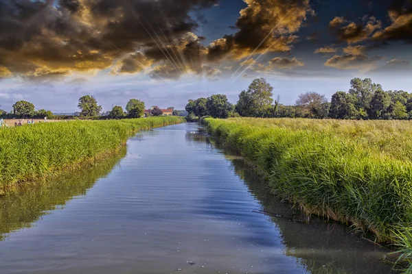 Little river with beautiful sky — Stock Photo, Image