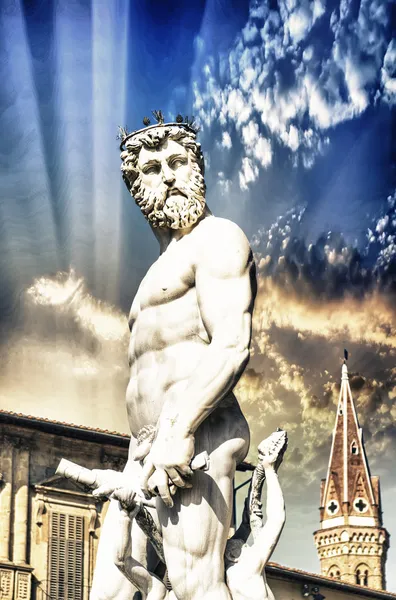 The Neptune statue in piazza della signoria in Florence — Stock Photo, Image