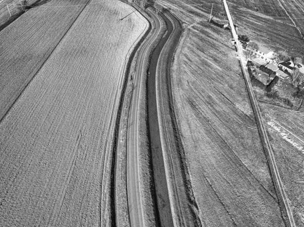 Aerial view from the drone of the Tuscan countryside