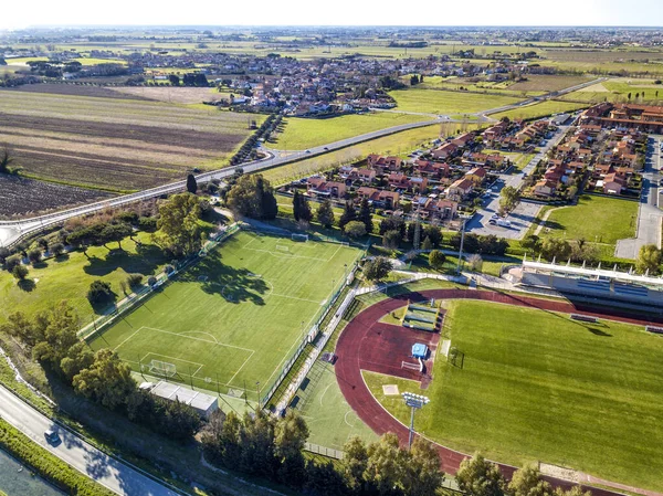 Vista Aérea Drone Campos Desportivos Toscana — Fotografia de Stock
