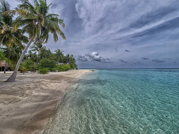 Beautiful View Beach Crystal Sea Atoll Maldives — Fotografia de Stock