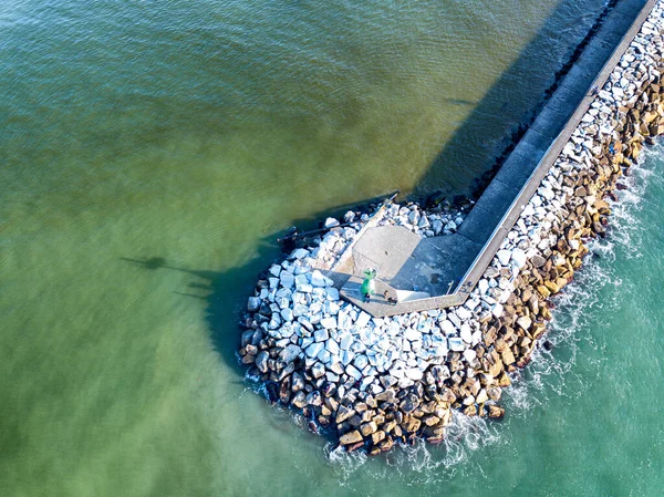 Flybilde Den Ytterste Spissen Havnedemningen Bilder Tatt Dronen – stockfoto