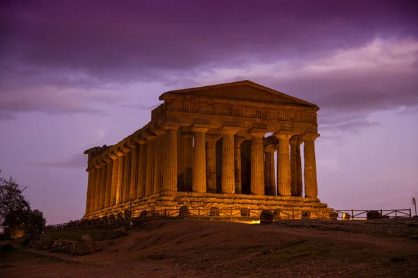 Valley Temples Temple Concordia Sunset Agrigento Sicily Italy Stock Photo