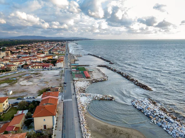 Flygfoto Över Kusten Marina Pisa Toscana Italien — Stockfoto