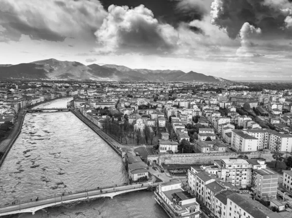 Aerial View Arno River Flood Pisa Italy — Stock Photo, Image