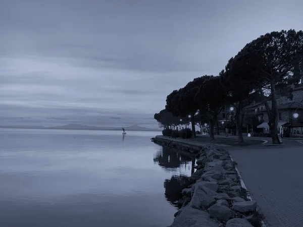 Чудовий Захід Сонця Озері Тразімено Умбрія Італія — стокове фото