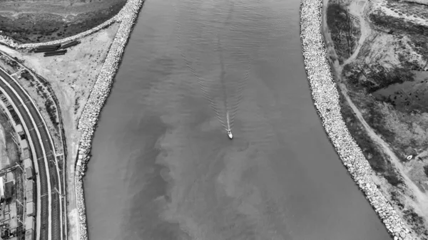 Aerial View Little Boat Cenger River Tuscany Italy — Stock Fotó