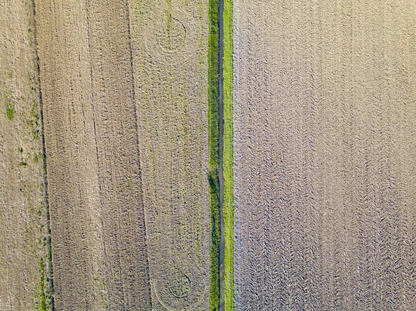 Aerial View Plowed Fields Ready Sowing Tuscany Italy — стоковое фото