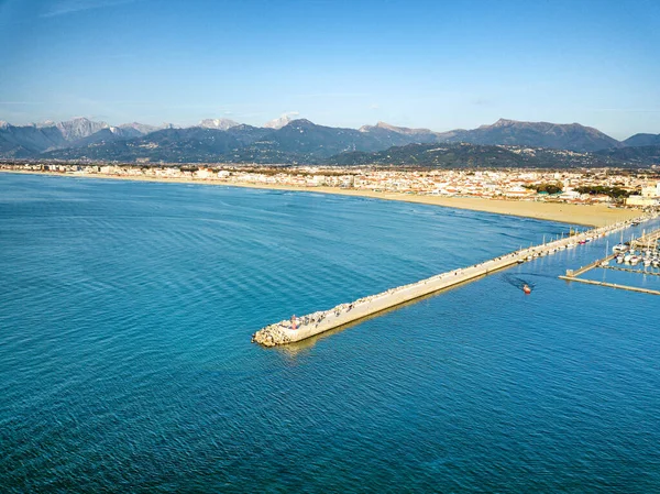 Vue Aérienne Depuis Drone Port Viareggio Son Barrage — Photo