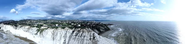 Flyg Och Panoramautsikt Över Scala Dei Turchi Sicilien — Stockfoto