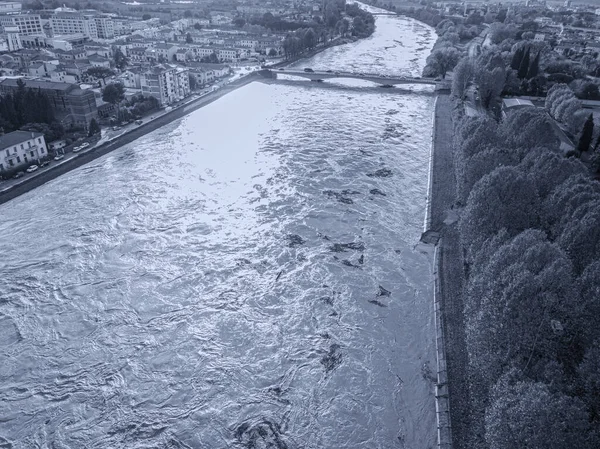 Letecký Pohled Pisu Řeku Arno Během Povodně Toskánsko Itálie — Stock fotografie