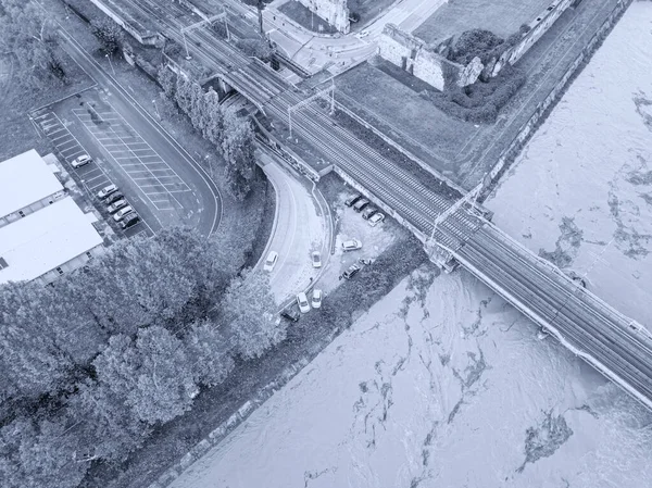 Luftaufnahme Des Geschwemmten Flusses Arno Pisa Italien — Stockfoto