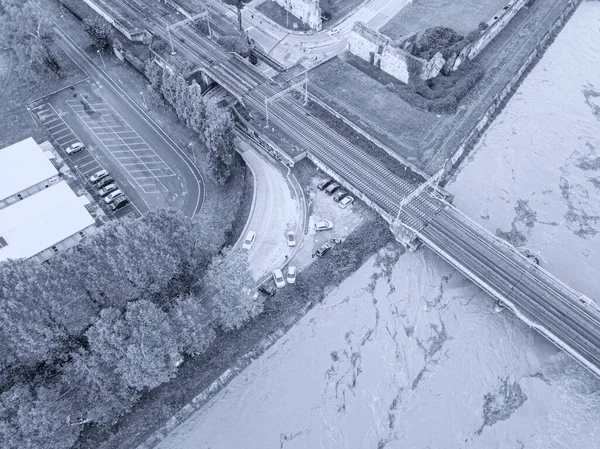 Aerial View Swallen River Arno Pisa Olaszország — Stock Fotó