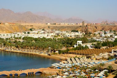 Yükseklik bir plaj manzarasına Panoraması. Mısır. Şarm el-Şeyh