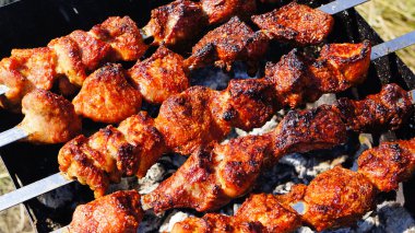 et sulu dilimleri (kebap, ızgara ateşe hazır olun.)