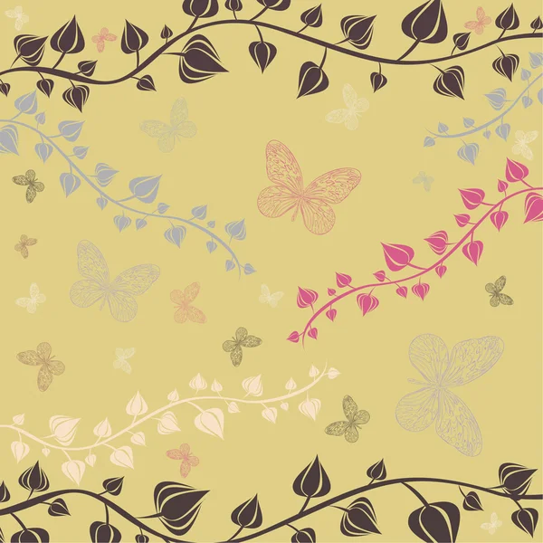 L'illustration vectorielle des fleurs et des papillons — Image vectorielle