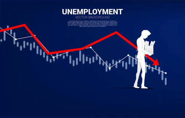 Arbeitslose Gehen Mit Abwärtstrend Weg Geschäftskonzept Für Arbeitslose Und Wirtschaft — Stockvektor