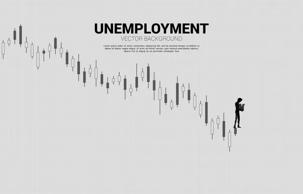 Werkloosheidspersoon Loopt Weg Met Een Grafiek Bedrijfsconcept Voor Werklozen Economie — Stockvector