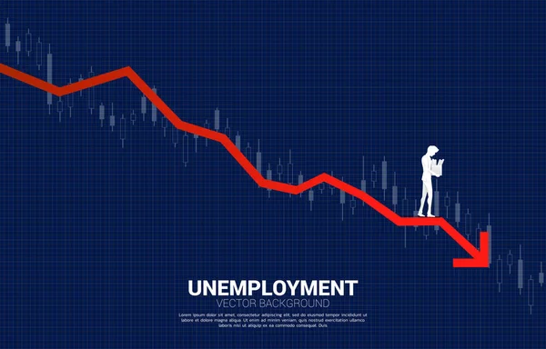 Werkloosheidspersoon Loopt Weg Met Een Grafiek Bedrijfsconcept Voor Werklozen Economie — Stockvector