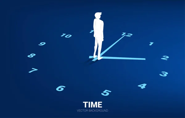 Silhouette Homme Affaires Debout Avec Horloge Concept Pour Employé Bureau — Image vectorielle