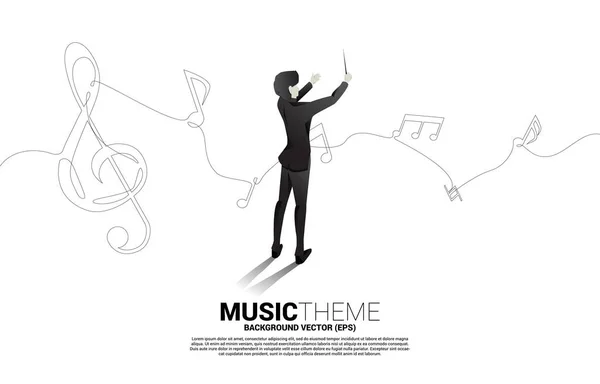 Conductor Vectorial Con Melodía Musical Flujo Baile Nota Una Sola — Vector de stock