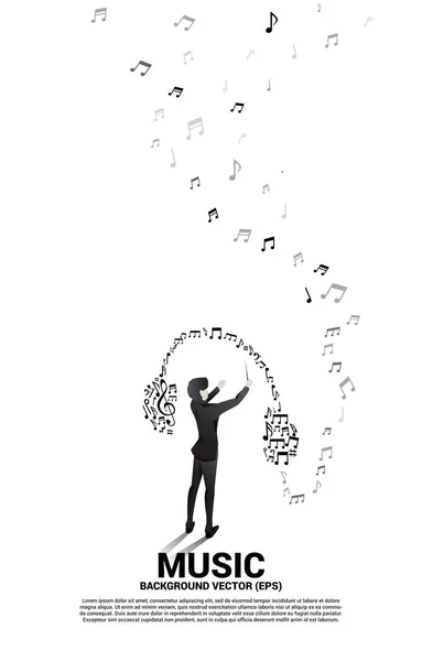 Musique Fond Sonore Concept Chef Orchestre Musique Mélodie Note Forme — Image vectorielle