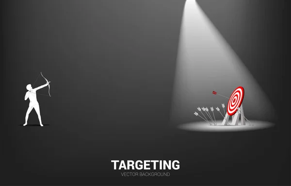 Businessman Suit Shoot Arrow Target Business Concept Marketing Target Customer — стоковый вектор