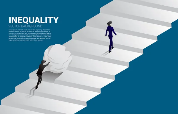 Силуэт Бизнесмена Идущего Вызову Неравенства Концепция Карьерных Препятствий Неравенства — стоковый вектор