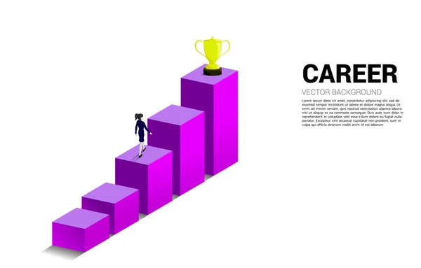 Silhouette Femme Affaires Qui Prévoit Obtenir Trophée Sur Dessus Graphique — Image vectorielle