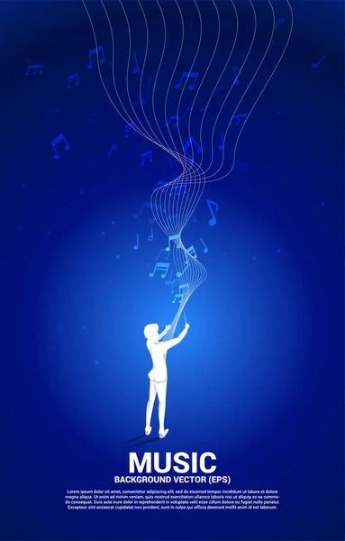 Silhouette Vectorielle Chef Debout Avec Note Musique Volante Contexte Conceptuel — Image vectorielle