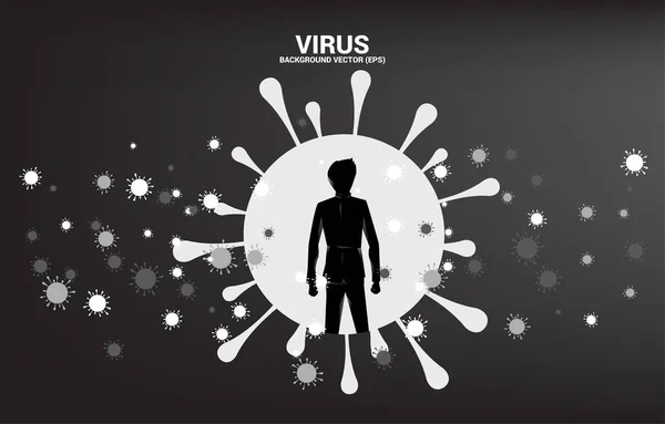 Siluet Pengusaha Dengan Partikel Virus Latar Belakang Wabah Konsep Untuk - Stok Vektor
