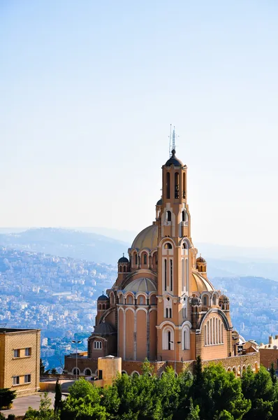 St paul basilikan på harissa nära beirut i Libanon Stockfoto