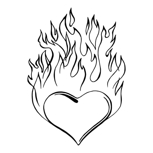 Corazón ardiente — Vector de stock