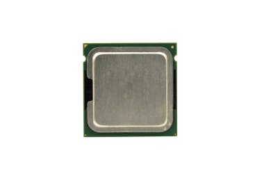 İşlemci bilgisayarı beyaz arkaplanda izole edildi. Laptop için işlemci bilgisayarı. en üstteki görünüm.